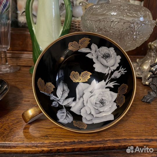 Старинная чайная пара черное крытьё