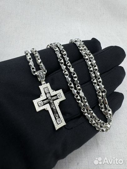 Крестик серебро с цепью литой Авторской
