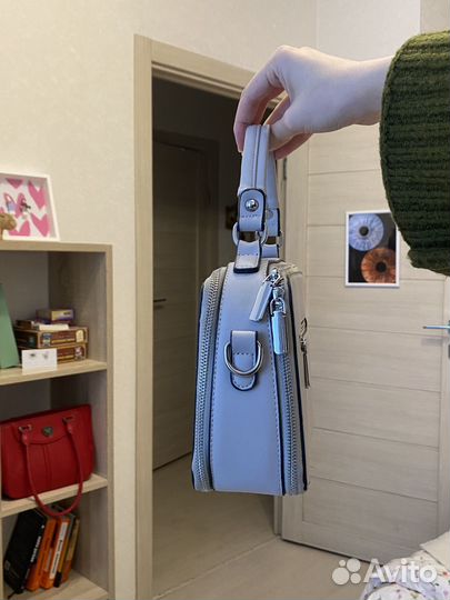 Сумка серая кожаная