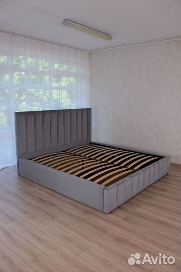 Кровать 180х200 серый велюр Богема