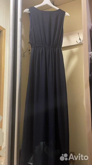 Платье вечернее длинное темно-синее