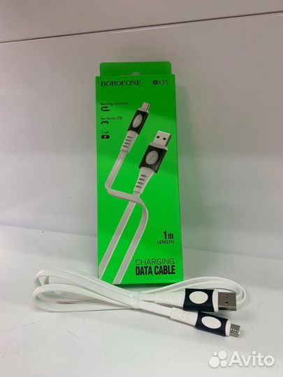 Кабель microUSB Borofone BX35 (2.4A,1m) white