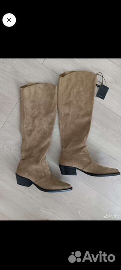 Сапоги трубы zara, замша, р 42-43