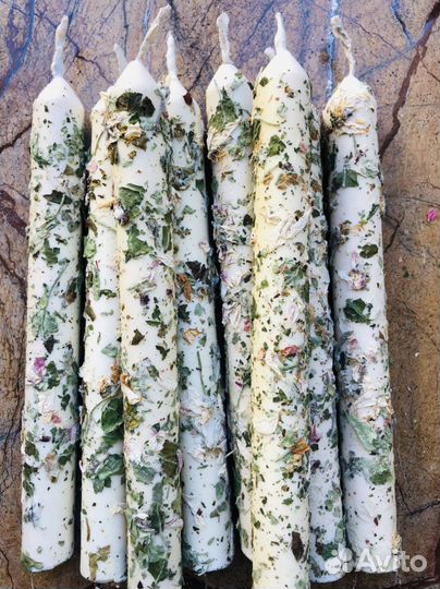 Свечи натуральный пчелиный воск с цветами яблони