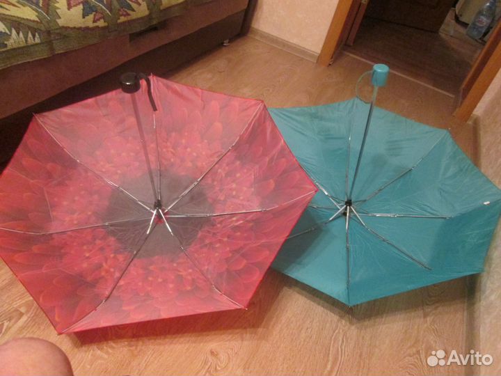Зонтики женские, новые, красный и бирюзовый