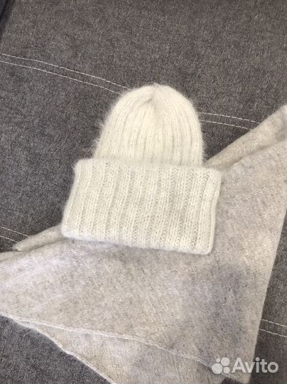 Шапка и снуд женские из пуха норки