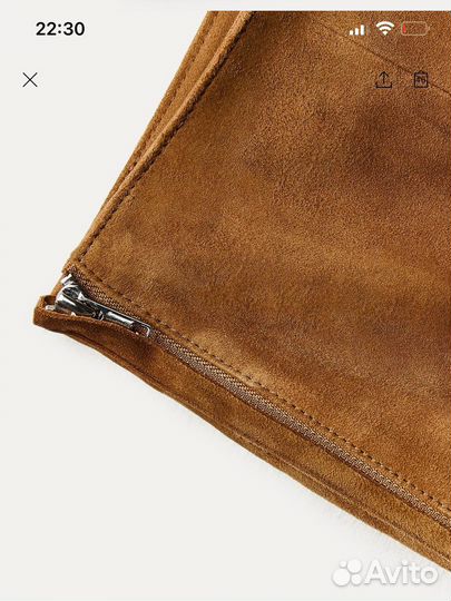 Юбка натуральная кожа, замша zara