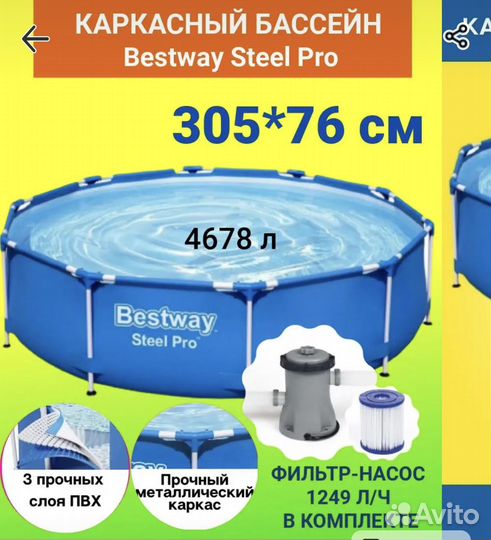 Каркасный бассейн с тентом