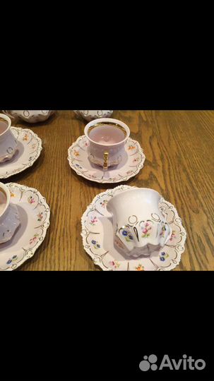Розовый фарфор чехия. Кофейный сервиз Leander