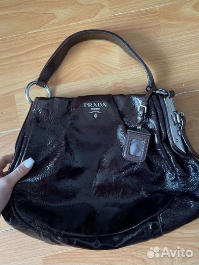 Prada metallic brown hobo original