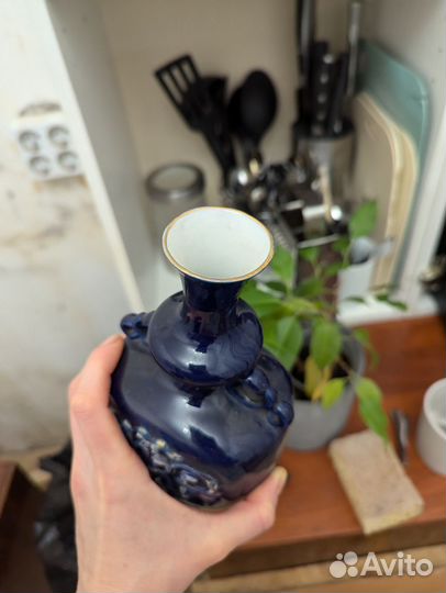 Штоф возрождение вензеля кобальт