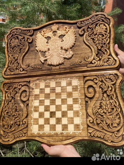 Нарды ручной работы российский герб в наличии