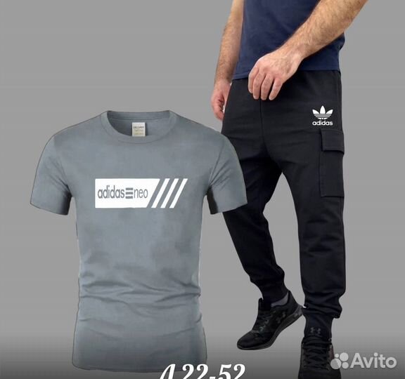 Мужской спортивный костюм шорты и футболка adidas