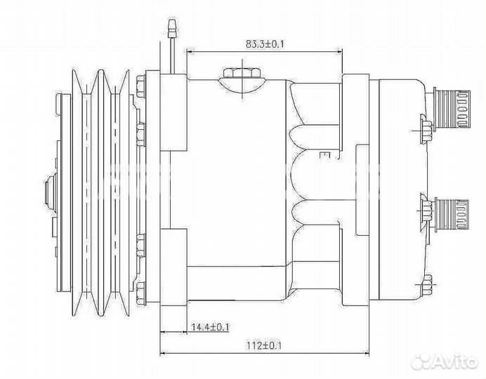 Компрессор 7H15, 12V, A2, KG (горизонтальные выход