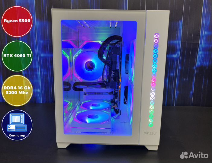 Сборка игрового пк AMD5500-RTX4060Ti-16DDR4-TES067189245-A520