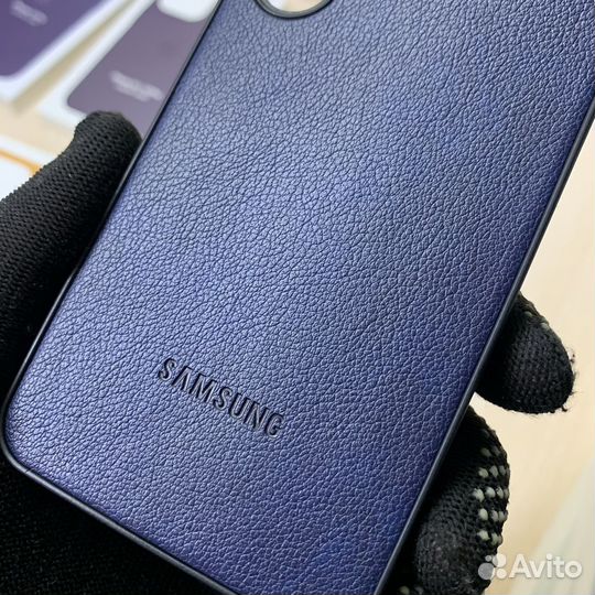 Чехол на Samsung S24 силикон под кожу синий