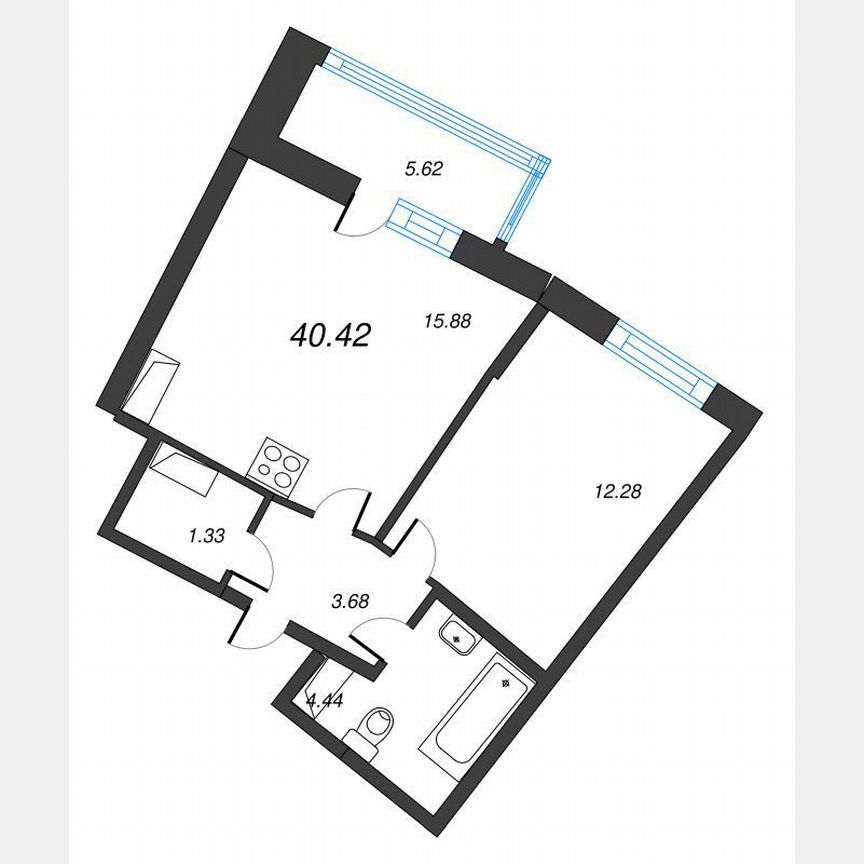 1-к. квартира, 43,2 м², 12/22 эт.