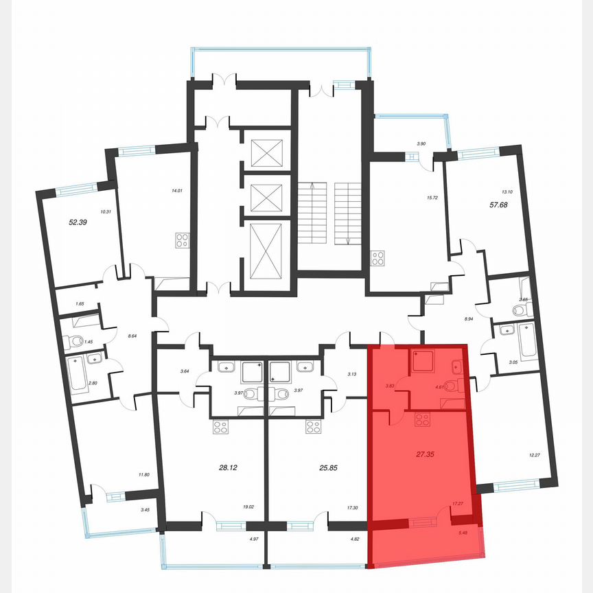 Квартира-студия, 30,8 м², 9/22 эт.