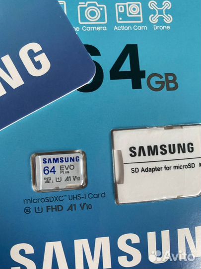 Карта памяти MicroSD Samsung EVO Plus 64 Gb