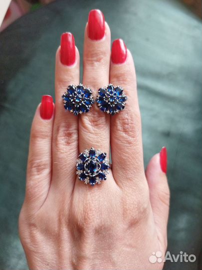 Серьги сапфир, пусеты, каффы, продевки, подвески
