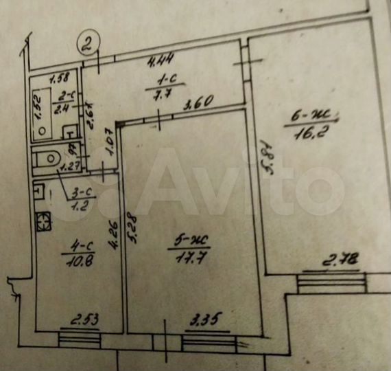 2-к. квартира, 57 м², 1/2 эт.