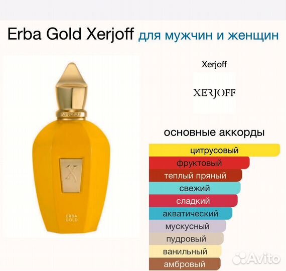 Erba Gold Xerjoff для мужчин и женщин