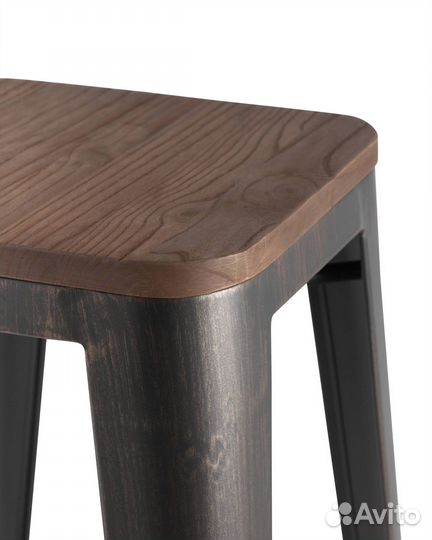 Стул барный tolix wood черный патина золото