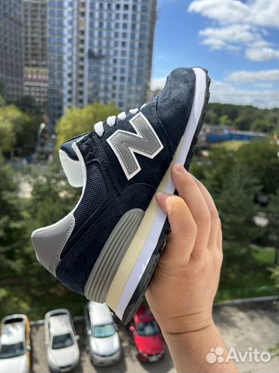 New balance 574 темно синие замшевые 43