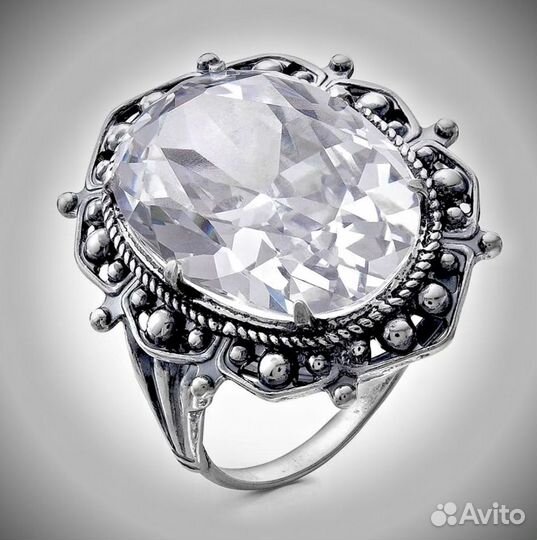 Бижутерия кольцо серьги серебро горный хрусталь