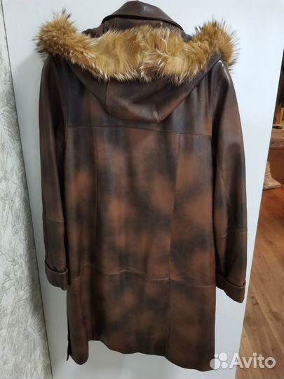 Кожаное женское пальто 46 48 размер