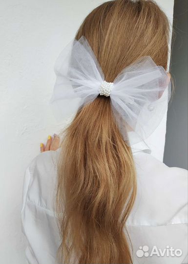 Белый бант (заколка-автомат)