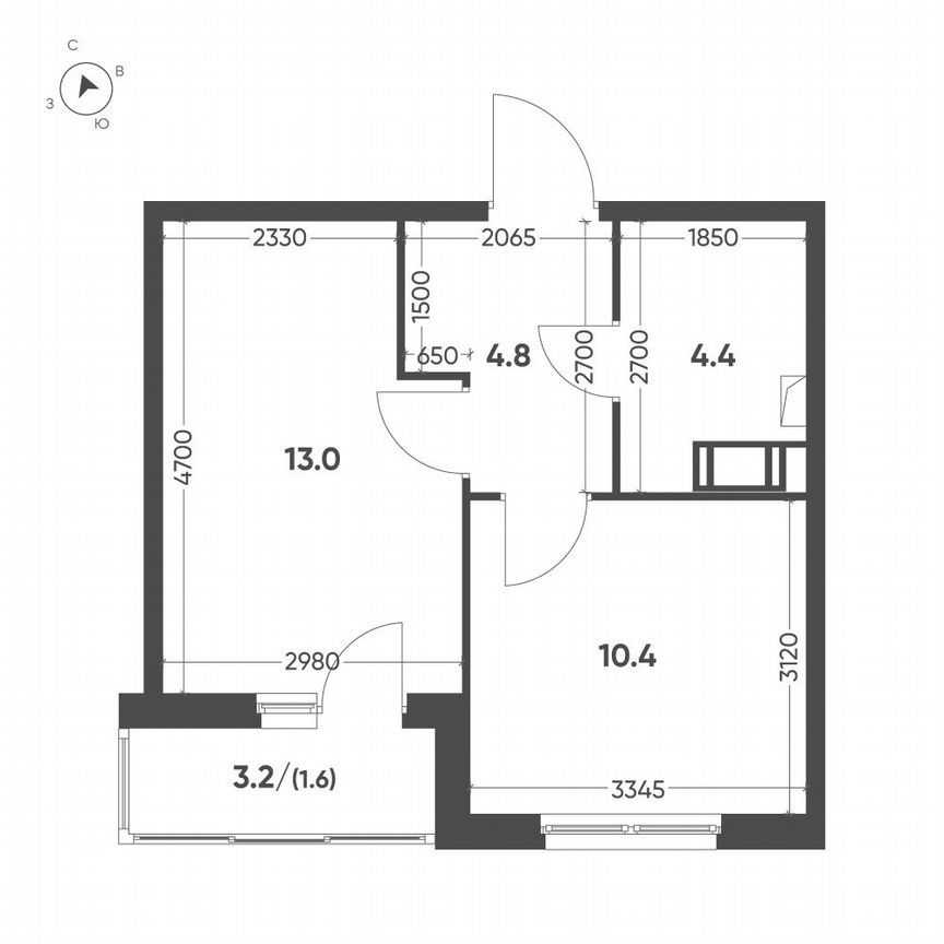 1-к. квартира, 34,2 м², 5/12 эт.