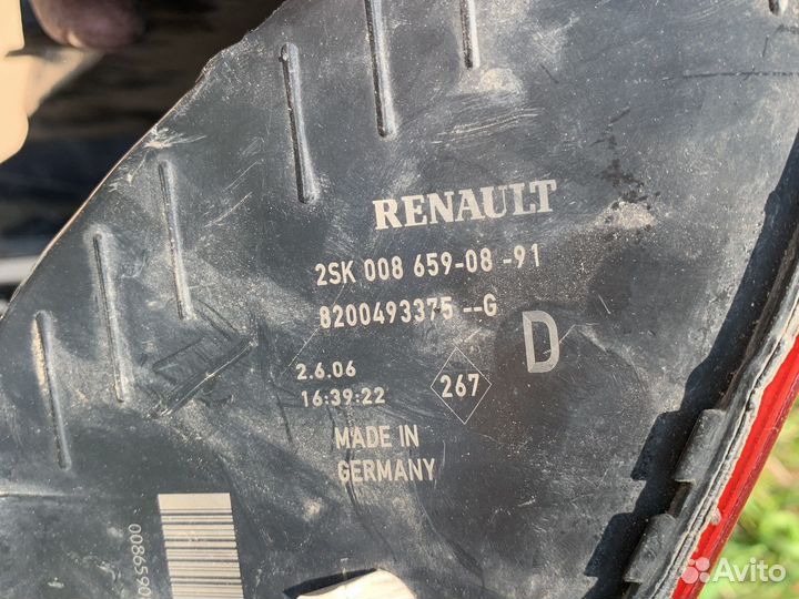 Фонарь задний правый renault scenic 2