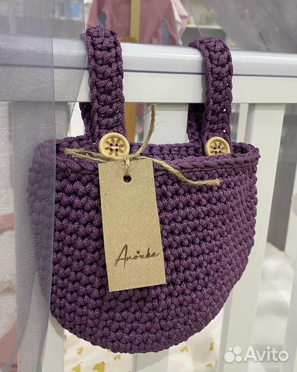 Подвесная вязаная корзина детская