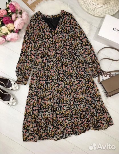 Платье из вискозы S, миди. Не ношено