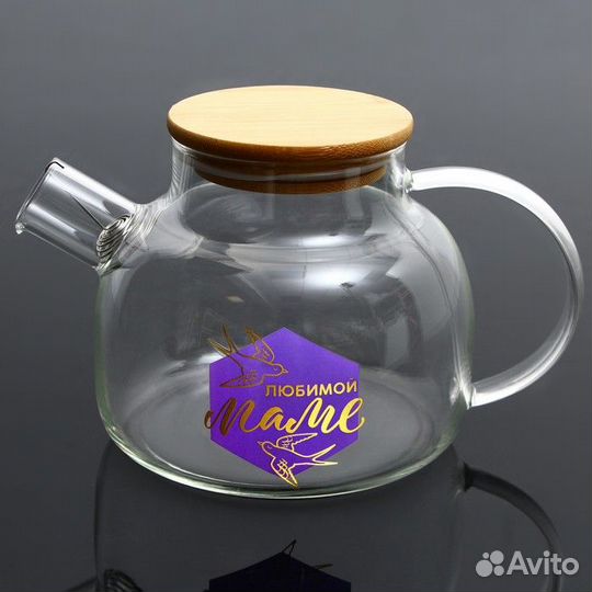 2 шт. Стеклянный чайник 'Маме', 1000 мл