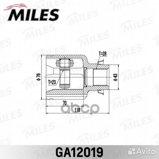 ШРУС mazda 3 АКПП 03-08 внутр.прав. GA12019 Miles