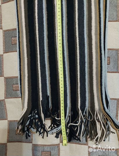 Шарф мужской кашемир, длинный, с бахромой