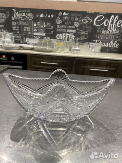 Хрустальная ваза ладья СССР