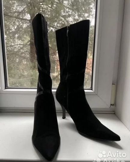 Сапоги женские шпилька велюр весна Италия 38