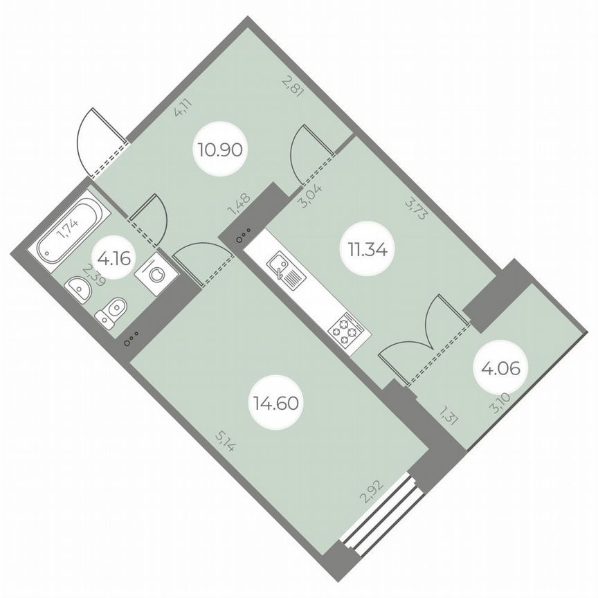 1-к. квартира, 43 м², 16/20 эт.