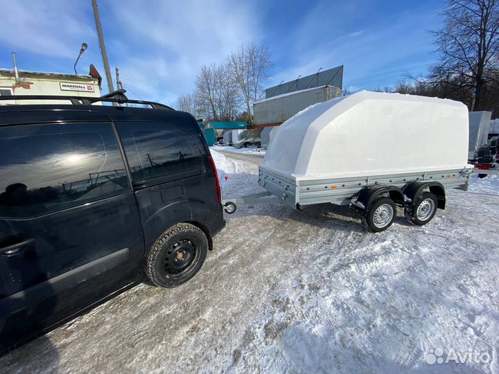 Прицеп двухосный с крышкой, для снегоходов