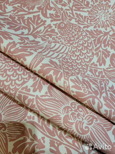 Ткань хлопковая саржа Птицы и анемоны Моррис