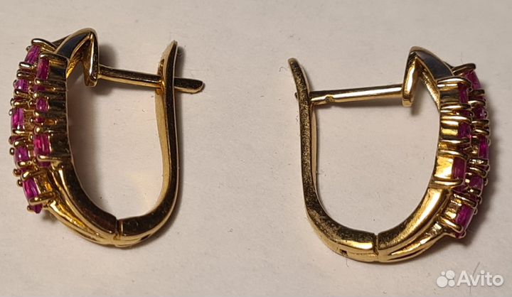 Серьги золото 585 6,2 гр., рубины 2х11 шт