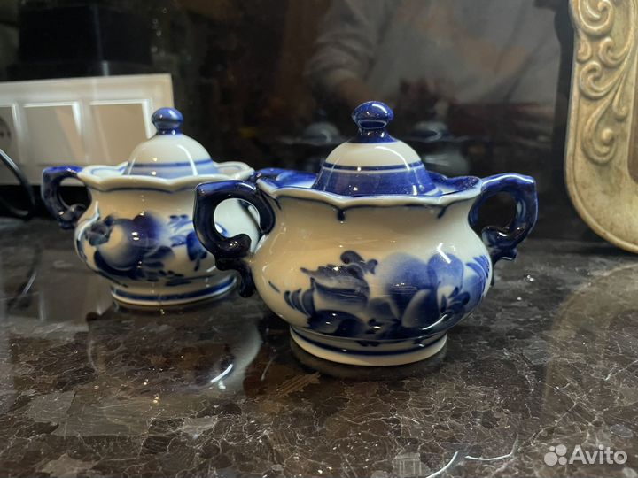 Сахарницы фарфор гжель, 2 шт