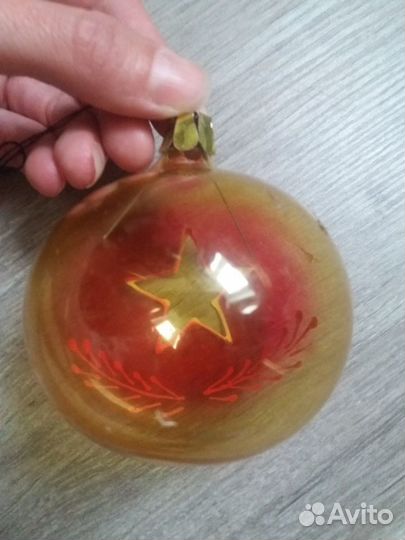 Редкий Ёлочный шар СССР в военном стиле (неон)
