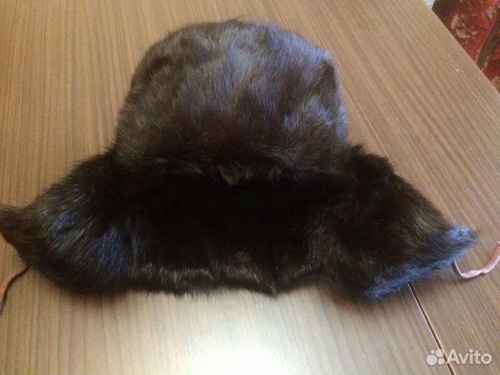 Мужская шапка-ушанка из ондатры, р.57