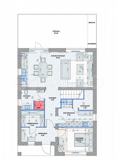 Коттедж 182 м² на участке 10,3 сот.