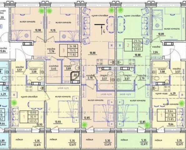 3-к. квартира, 66 м², 3/4 эт.