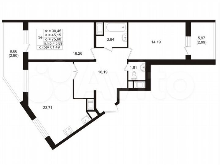 2-к. квартира, 90 м², 13/22 эт.